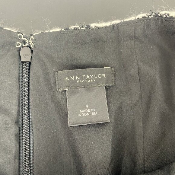Ann Taylor Factory Women's Tweed Black White Pencil Skirt Size 4 Preppy - Picture 5 of 8